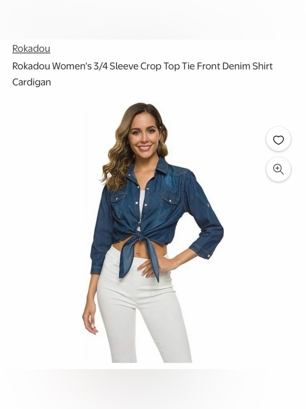Dark Blue Tie-Front Denim Crop Top